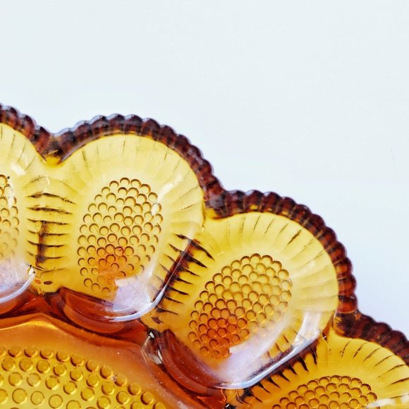HOBNAIL AMBER GLASS EGG TRAY - Picture 4 of 6